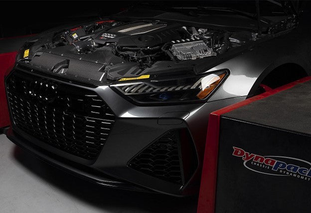 Tuning a gray Audi RS7 on a dyno